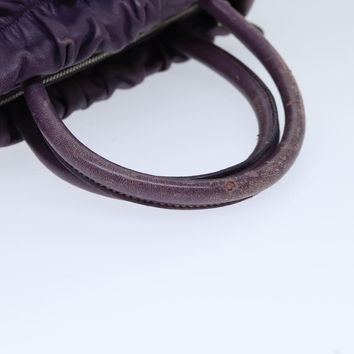 PRADA Hand Bag Leather Purple Auth 79217