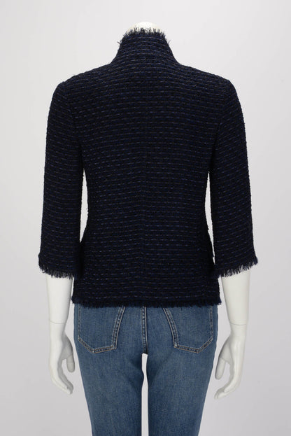 Chanel Navy Fantasy Tweed Four Pocket Jacket FR 38