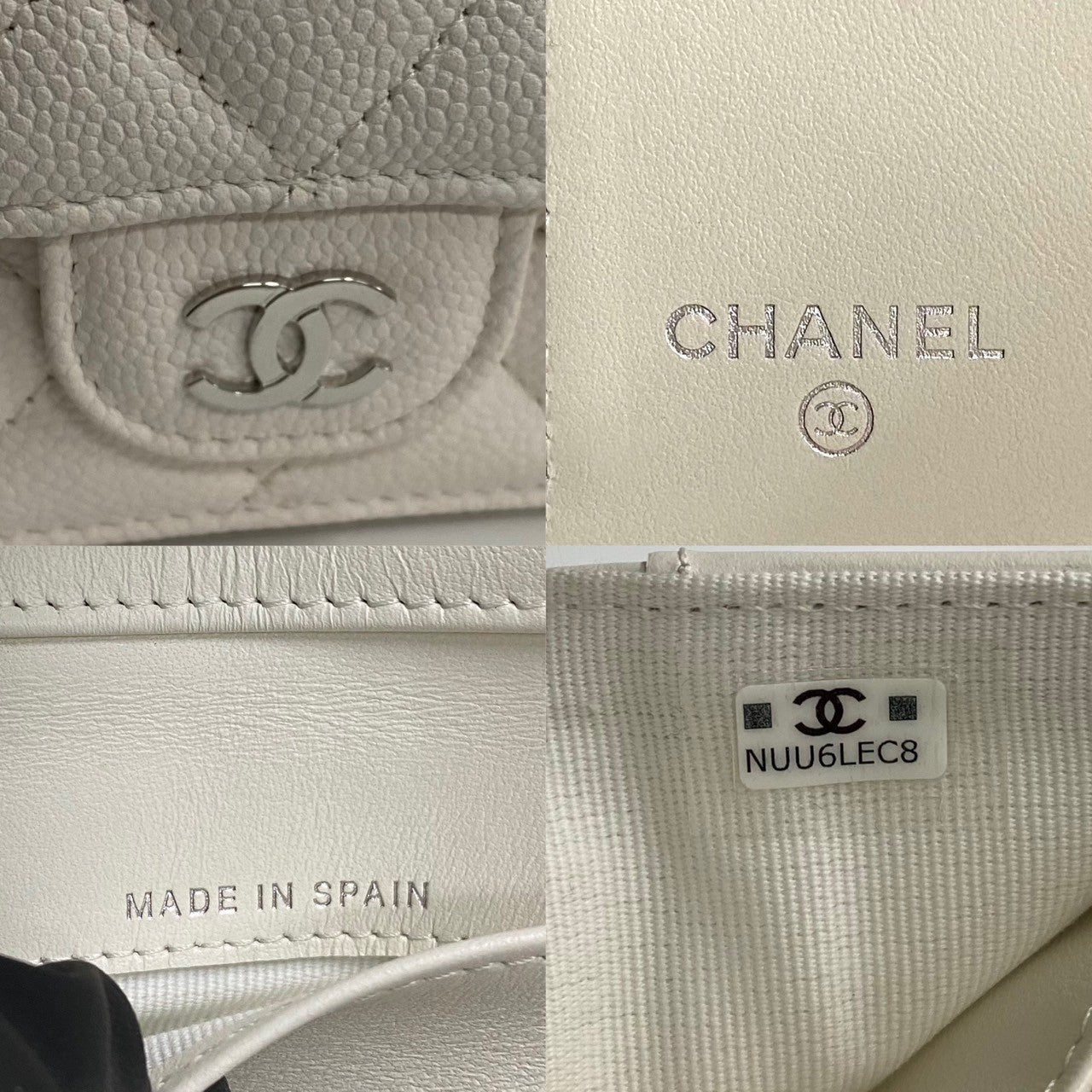 CHANEL Tri-fold wallet Matt caviar skin white Matrasse