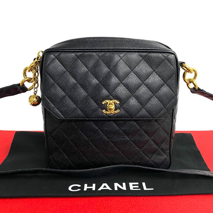 CHANEL Shoulder Bag Matt caviar skin black Matrasse