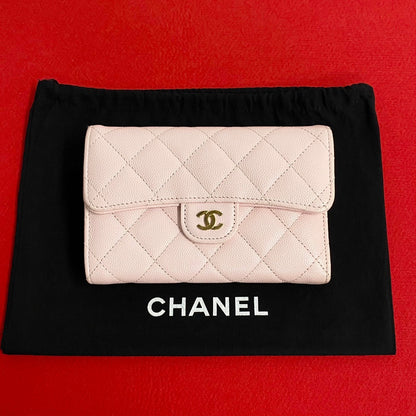 CHANEL Bifold Wallet leather pink Matrasse