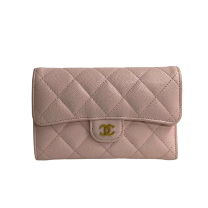 CHANEL Bifold Wallet leather pink Matrasse