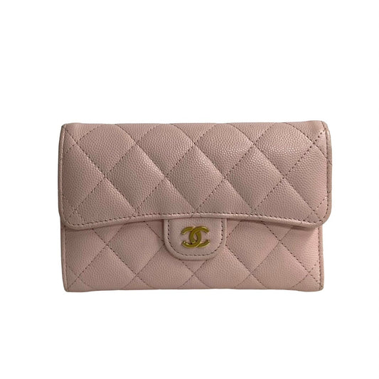 CHANEL Bifold Wallet leather pink Matrasse