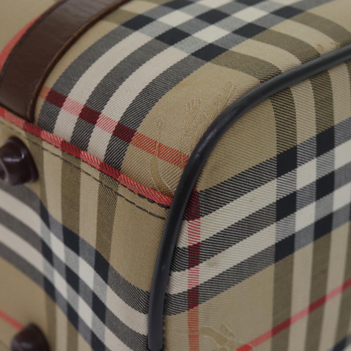 BURBERRYSs Nova Check Boston Bag Canvas Beige Auth 79483