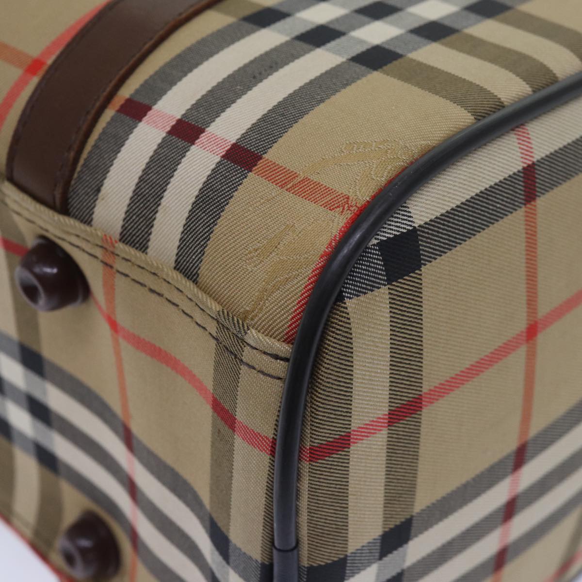 BURBERRYSs Nova Check Boston Bag Canvas Beige Auth 79483