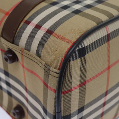 BURBERRYSs Nova Check Boston Bag Canvas Beige Auth 79483