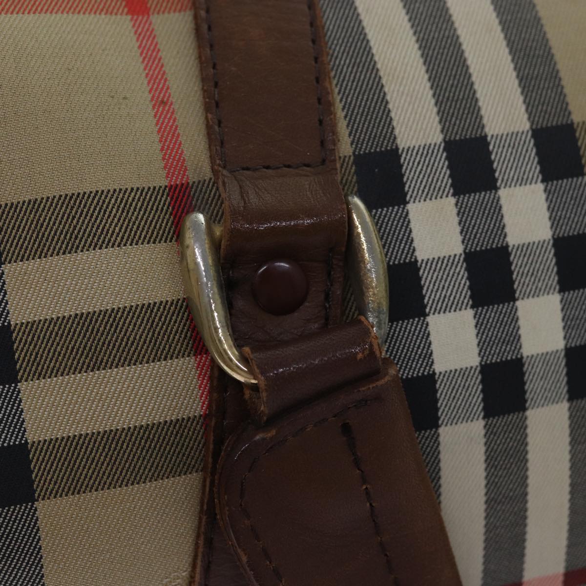 BURBERRYSs Nova Check Boston Bag Canvas Beige Auth 79483