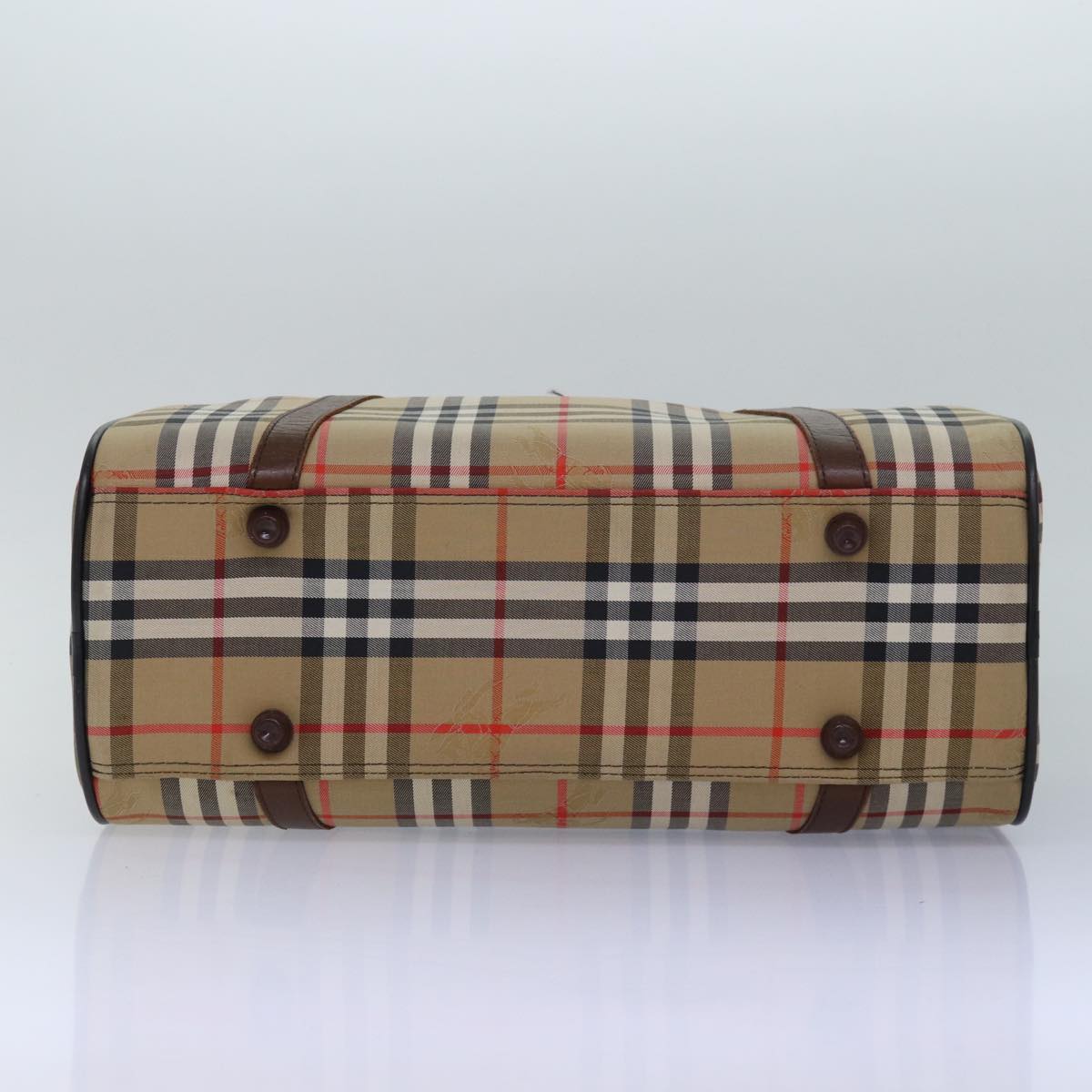 BURBERRYSs Nova Check Boston Bag Canvas Beige Auth 79483