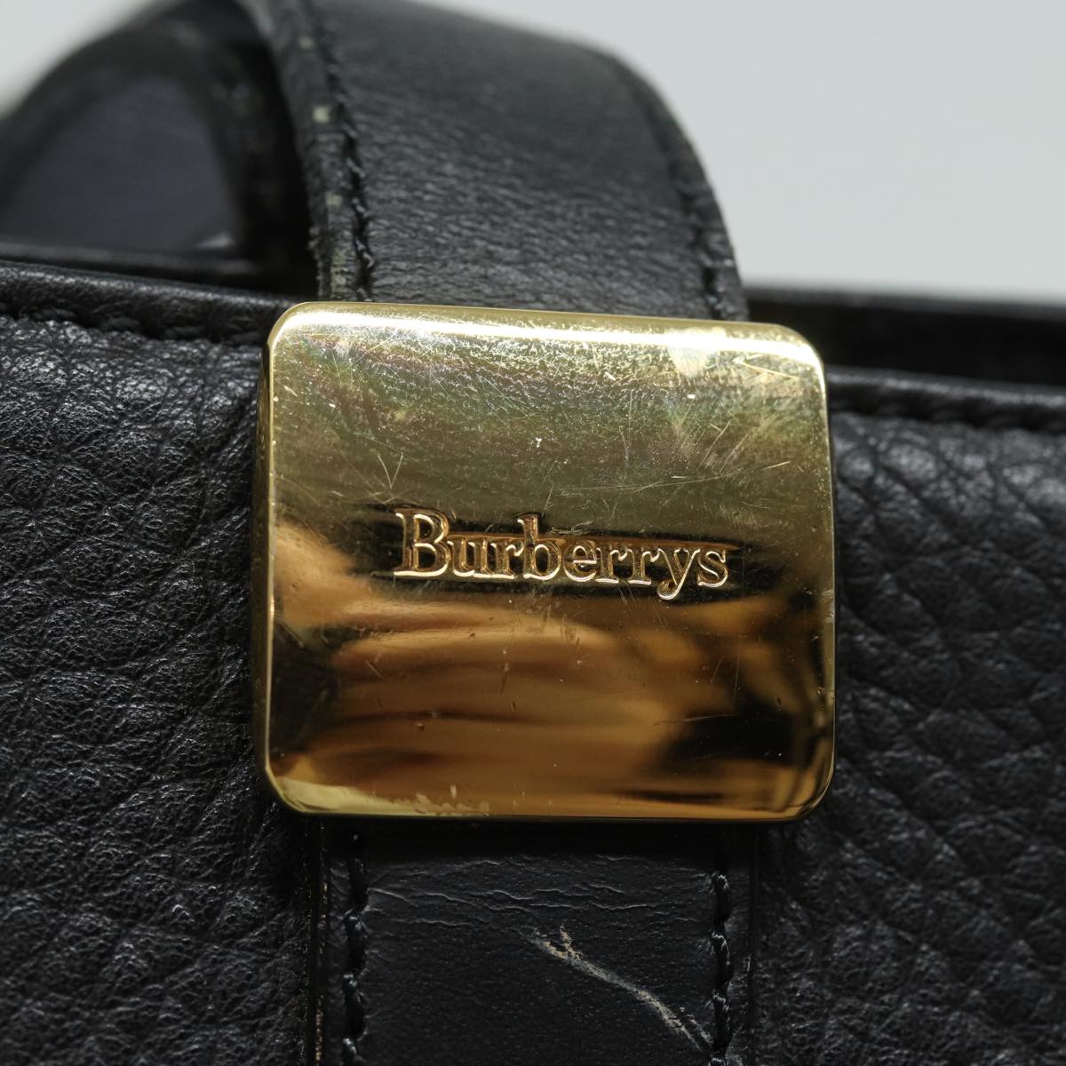 BURBERRYSs Hand Bag Leather Black Auth 79491