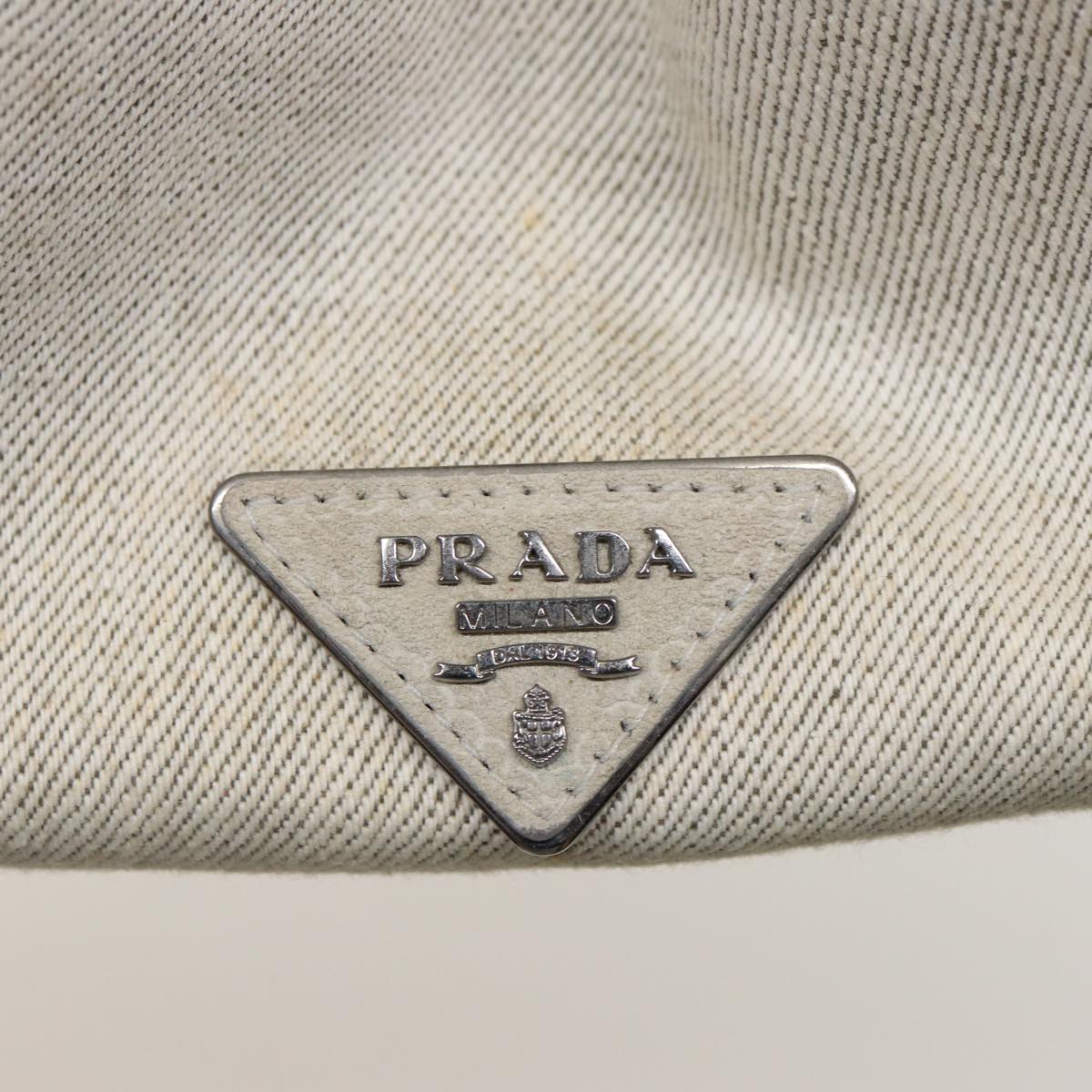 PRADA Bijoux Canapa MM Hand Bag Canvas Gray Auth 79525