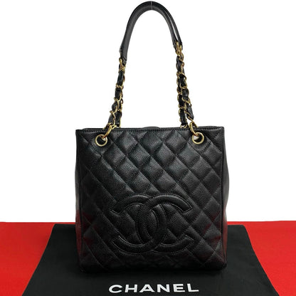 CHANEL Tote Bag Matt caviar skin black Matrasse