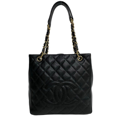 CHANEL Tote Bag Matt caviar skin black Matrasse