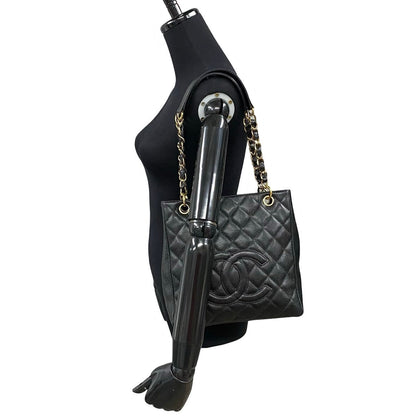 CHANEL Tote Bag Matt caviar skin black Matrasse