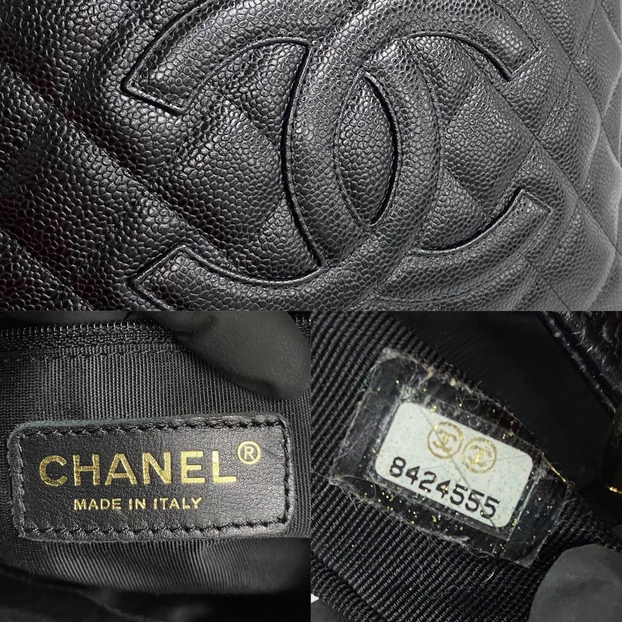 CHANEL Tote Bag Matt caviar skin black Matrasse