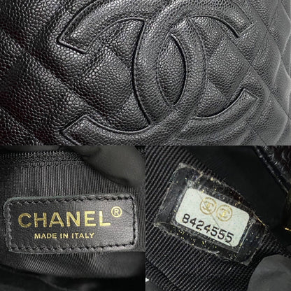 CHANEL Tote Bag Matt caviar skin black Matrasse