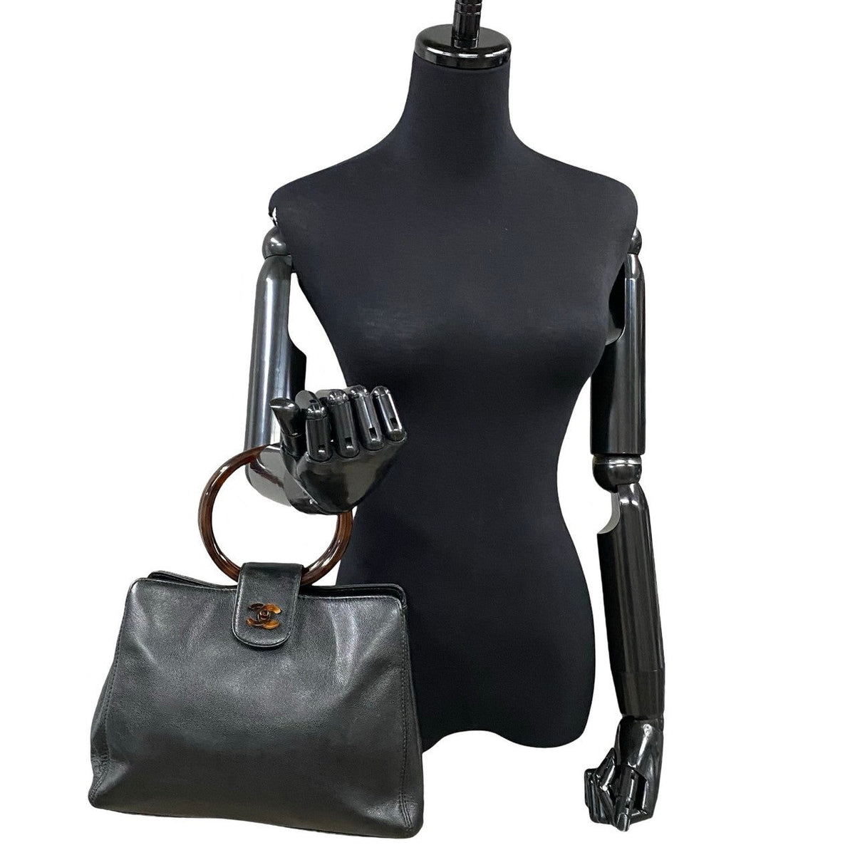CHANEL Handbag Matt caviar skin black
