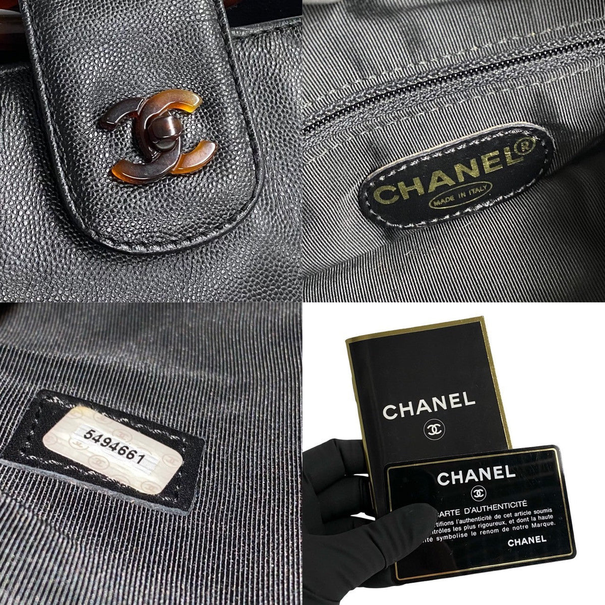 CHANEL Handbag Matt caviar skin black