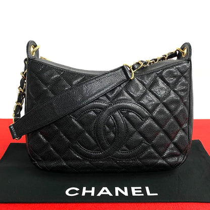 CHANEL Shoulder Bag Matt caviar skin black Matrasse