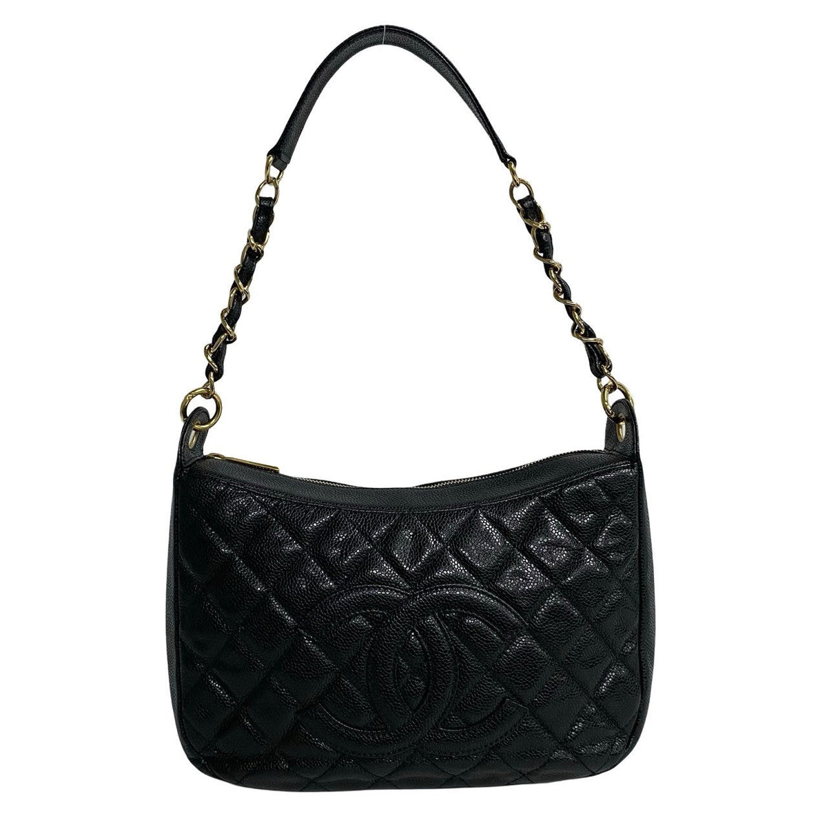 CHANEL Shoulder Bag Matt caviar skin black Matrasse