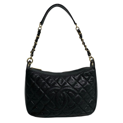 CHANEL Shoulder Bag Matt caviar skin black Matrasse