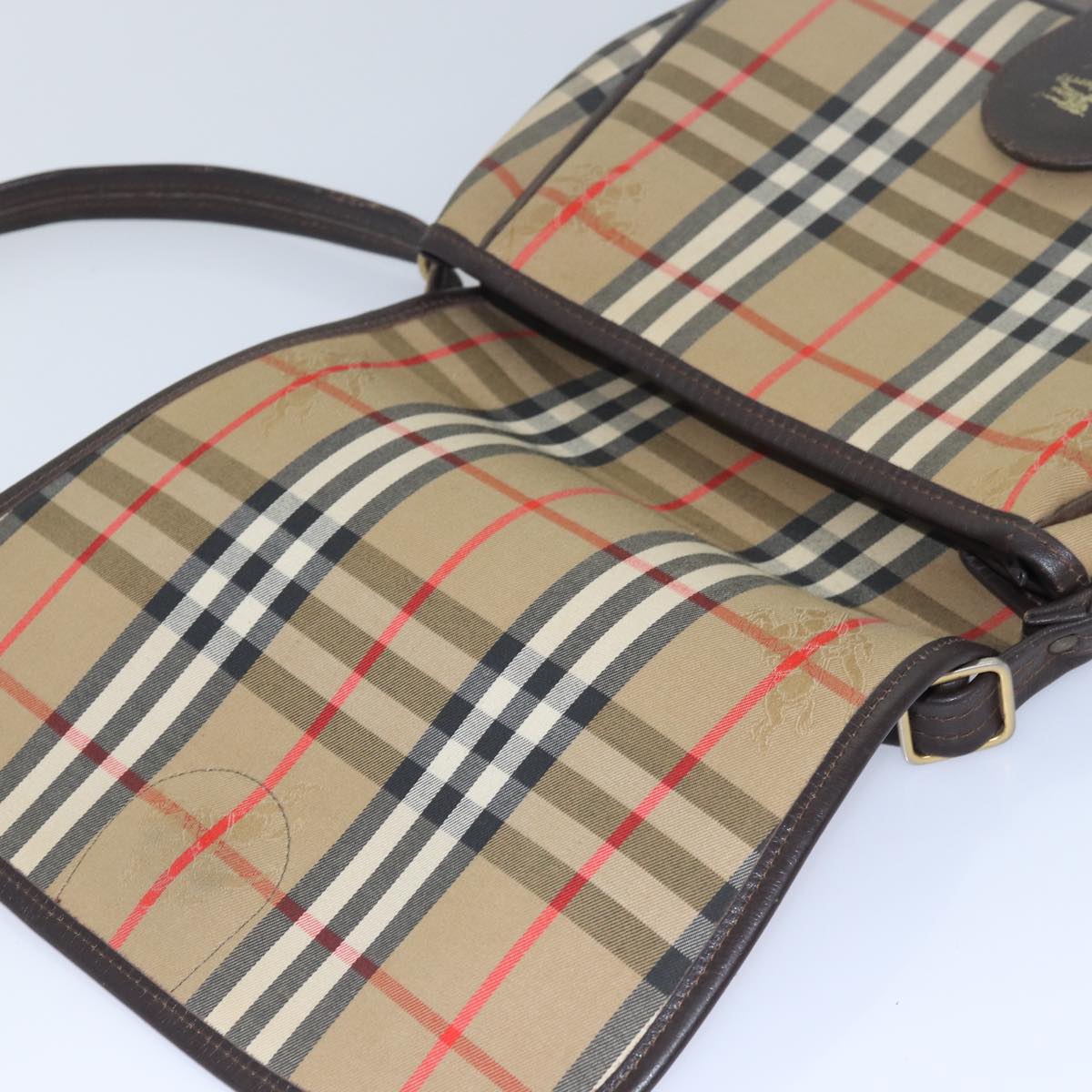 BURBERRYSs Nova Check Shoulder Bag Canvas Brown Dark Brown Auth 79633