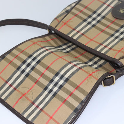BURBERRYSs Nova Check Shoulder Bag Canvas Brown Dark Brown Auth 79633