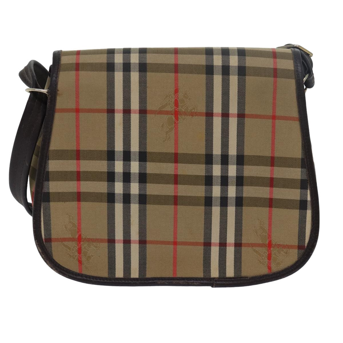 BURBERRYSs Nova Check Shoulder Bag Canvas Brown Dark Brown Auth 79633