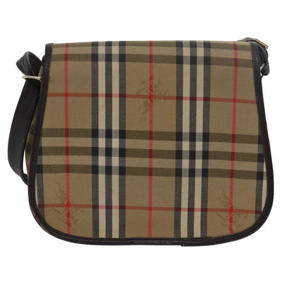 BURBERRYSs Nova Check Shoulder Bag Canvas Brown Dark Brown Auth 79633