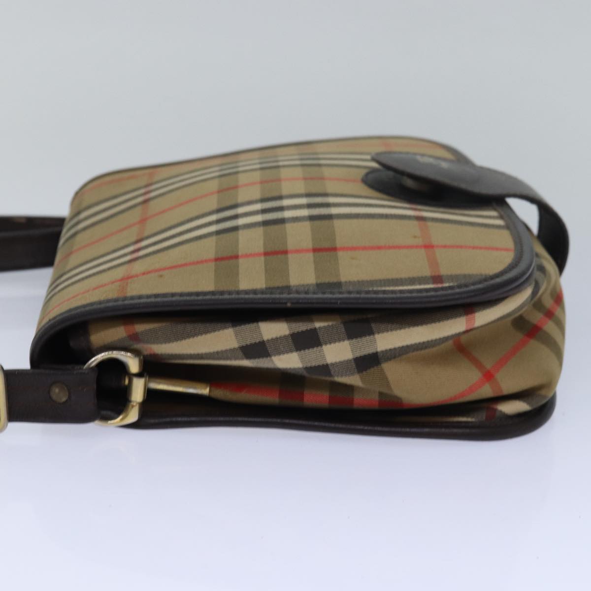 BURBERRYSs Nova Check Shoulder Bag Canvas Brown Dark Brown Auth 79633