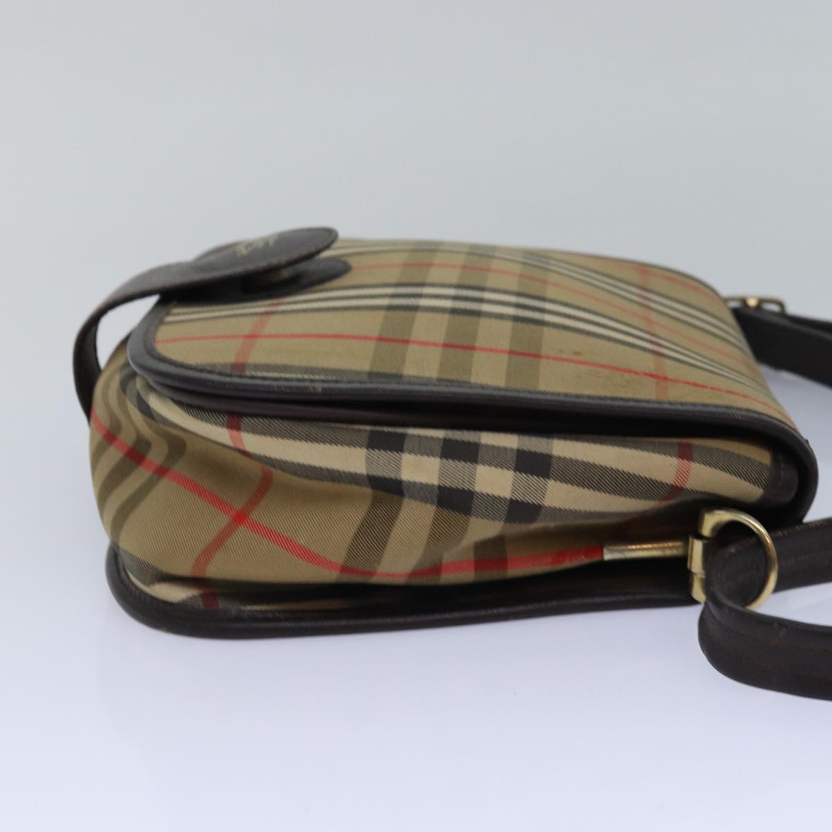 BURBERRYSs Nova Check Shoulder Bag Canvas Brown Dark Brown Auth 79633