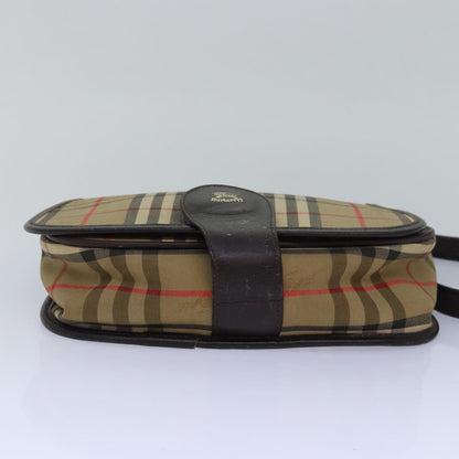 BURBERRYSs Nova Check Shoulder Bag Canvas Brown Dark Brown Auth 79633