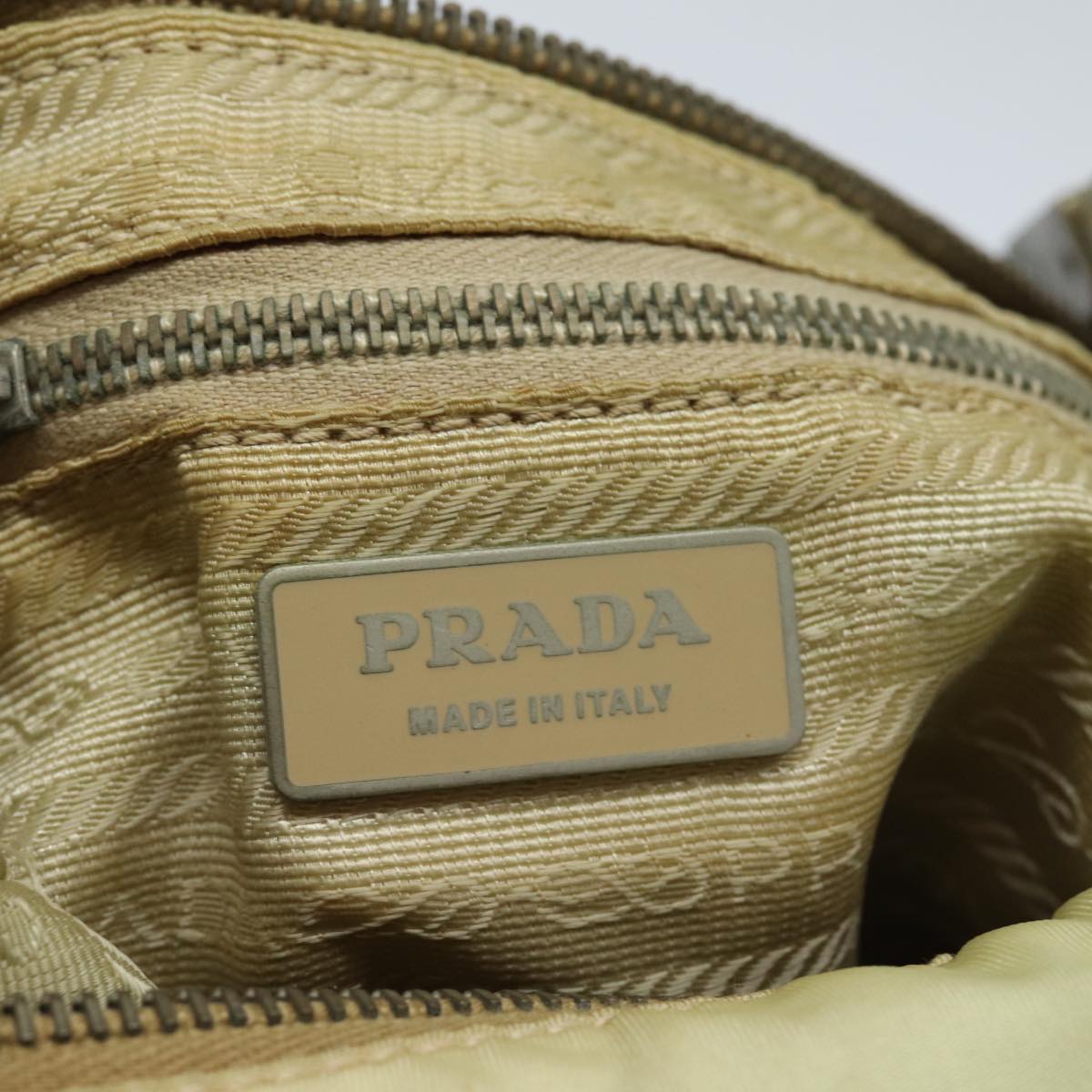 PRADA Hand Bag Nylon Beige Auth 79636