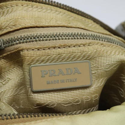 PRADA Hand Bag Nylon Beige Auth 79636