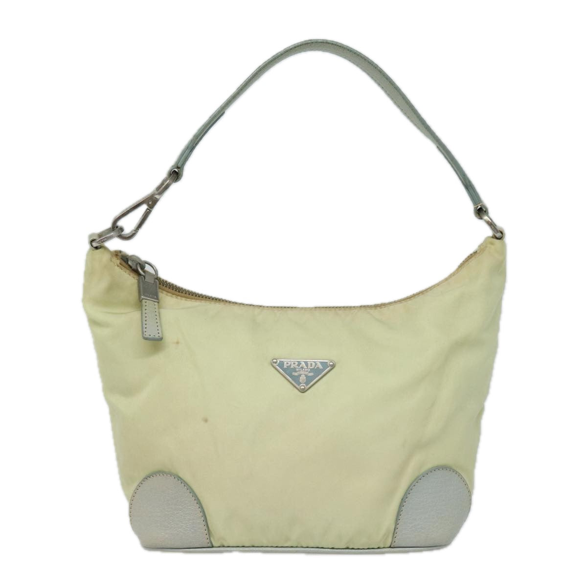 PRADA Hand Bag Nylon Beige Auth 79636