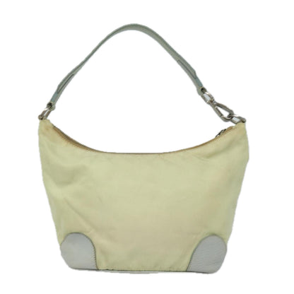 PRADA Hand Bag Nylon Beige Auth 79636