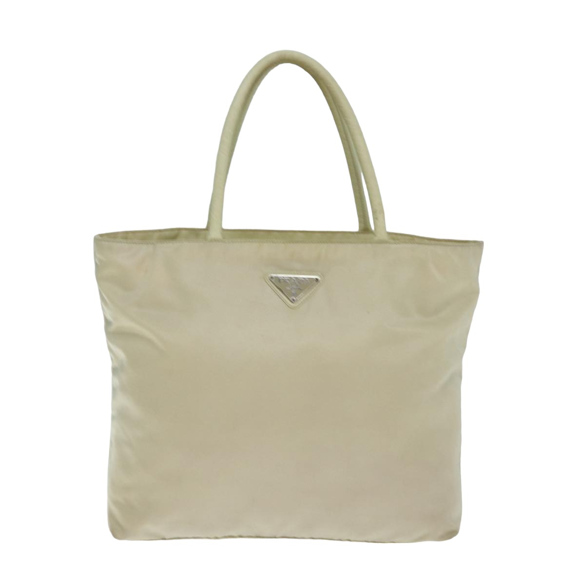 PRADA Hand Bag Nylon Beige Auth 79637