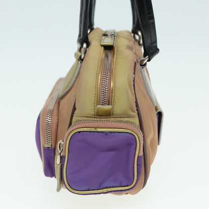 PRADA Hand Bag Nylon Purple Gold Auth 79674