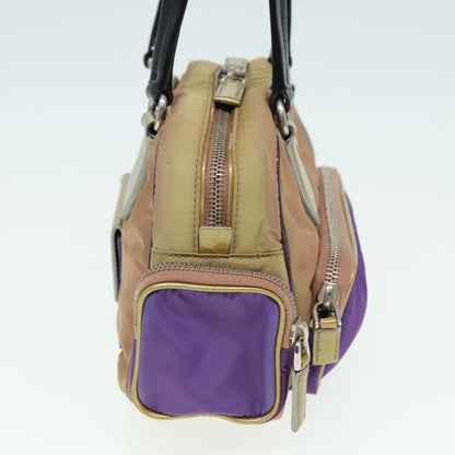 PRADA Hand Bag Nylon Purple Gold Auth 79674