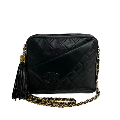 CHANEL Shoulder Bag lambskin black Matrasse