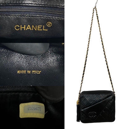 CHANEL Shoulder Bag lambskin black Matrasse