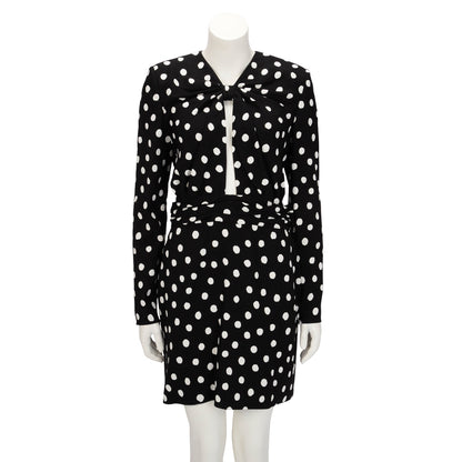 Saint Laurent Black Polka Dot Crepe Cutout Mini Dress IT 42