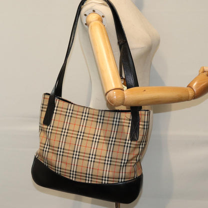 BURBERRYSs Nova Check Tote Bag Canvas Beige Auth 79851