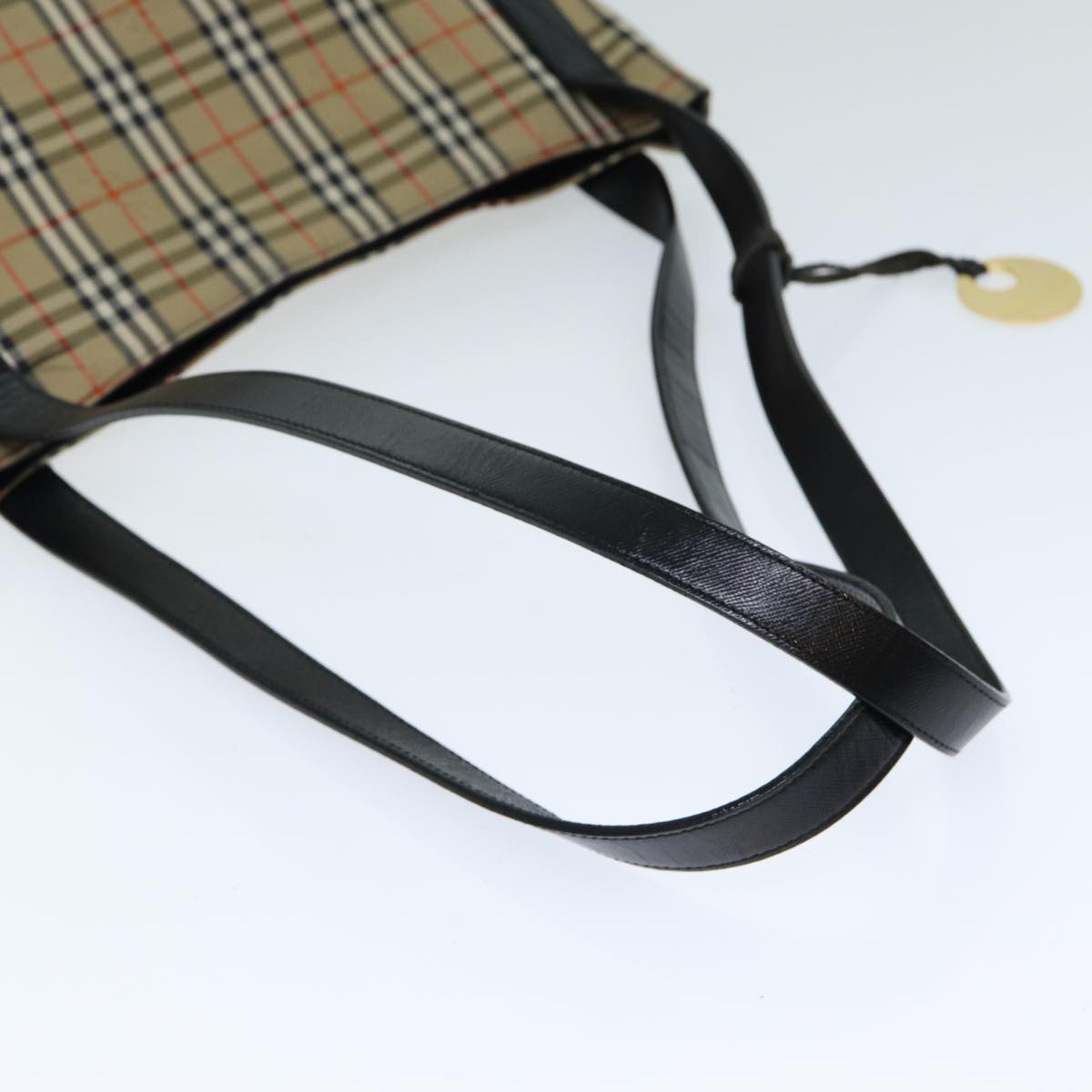 BURBERRYSs Nova Check Tote Bag Canvas Beige Auth 79851