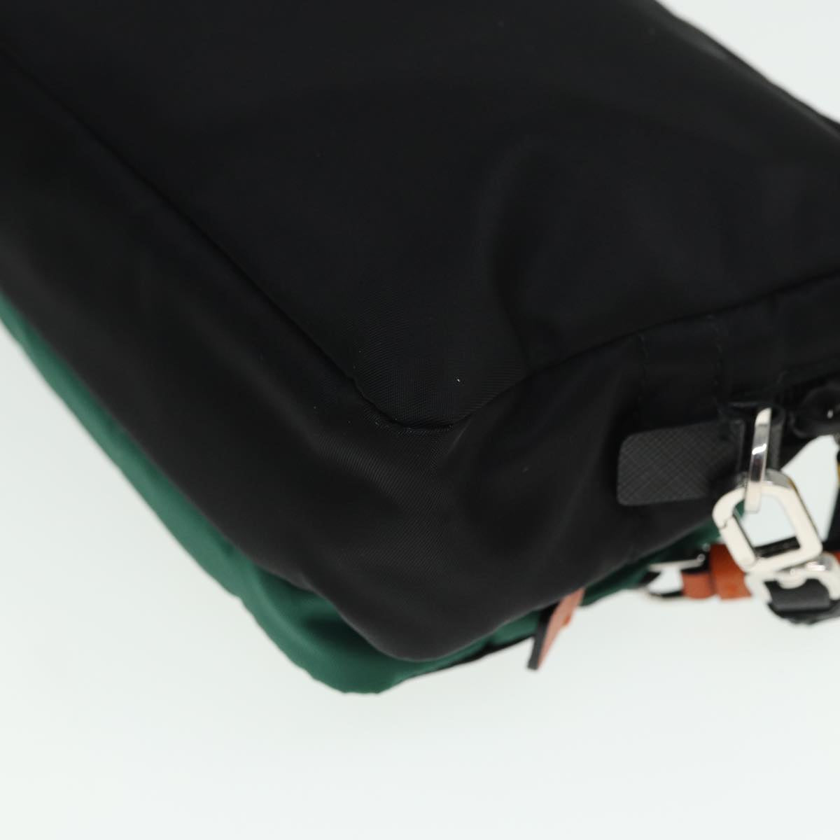 PRADA Clutch Bag Nylon Black Green Auth 79868