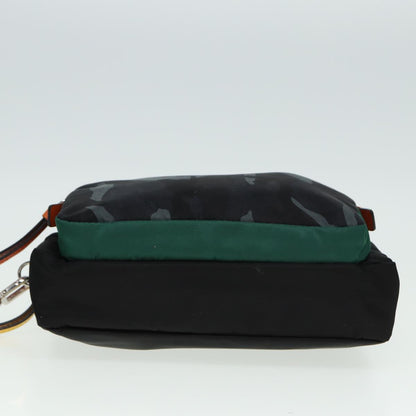 PRADA Clutch Bag Nylon Black Green Auth 79868