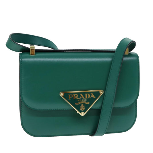 PRADA Shoulder Bag Leather Green Auth 79881A