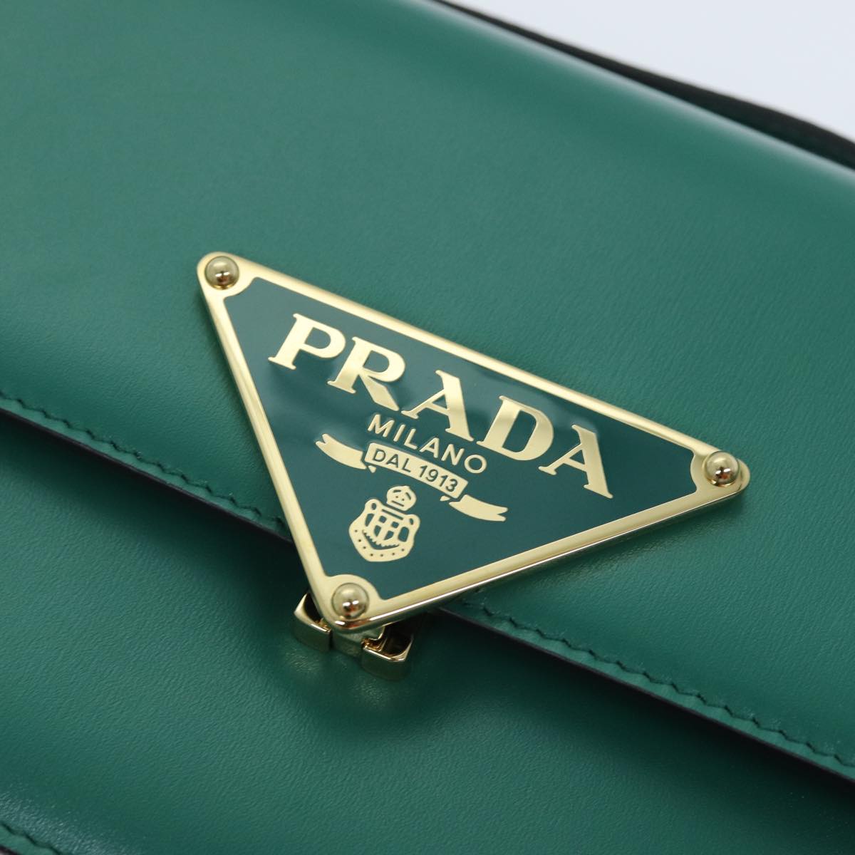 PRADA Shoulder Bag Leather Green Auth 79881A