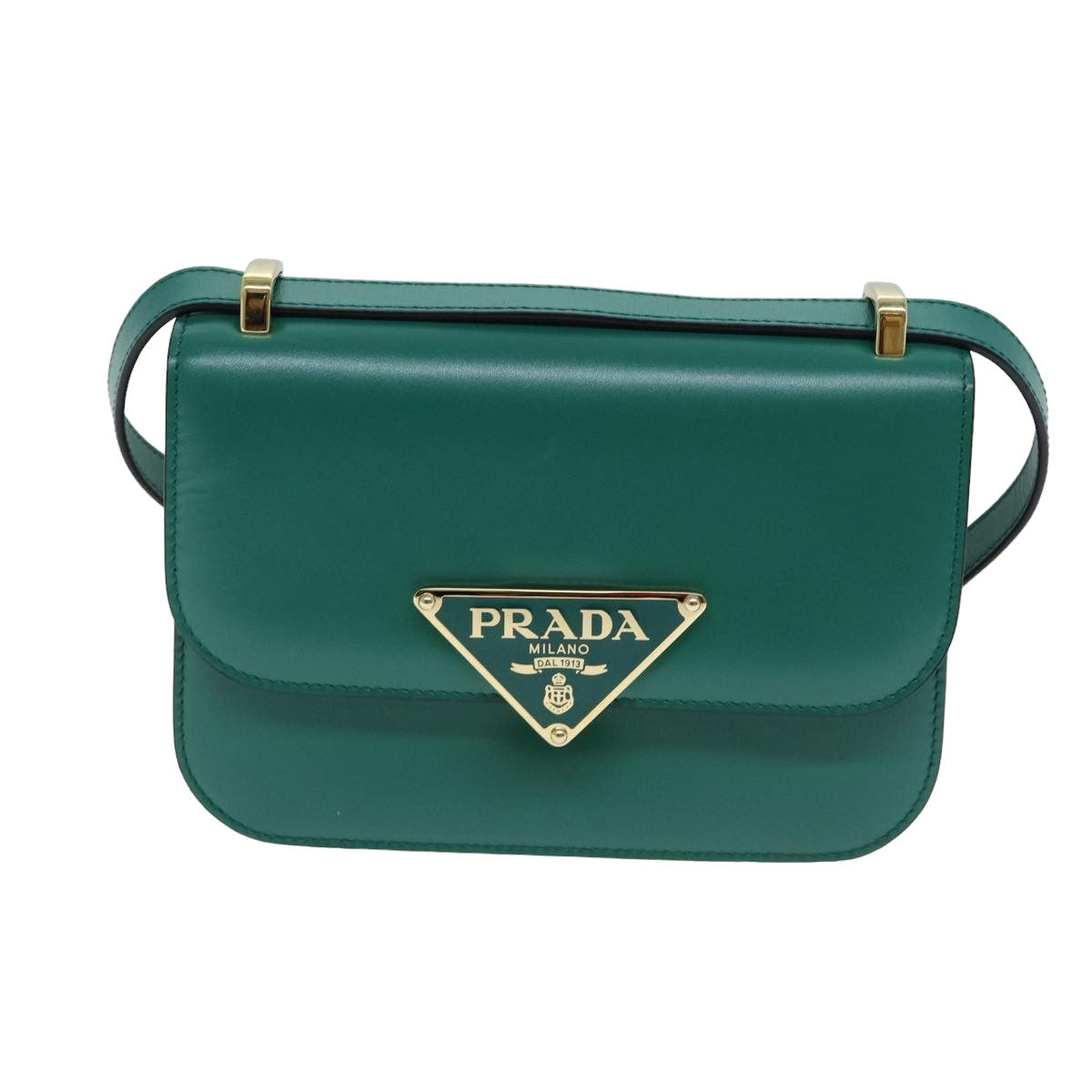 PRADA Shoulder Bag Leather Green Auth 79881A