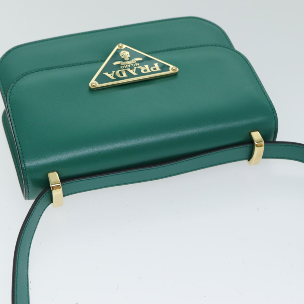 PRADA Shoulder Bag Leather Green Auth 79881A