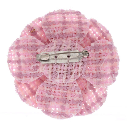 Tweed Camellia Brooch Pink White